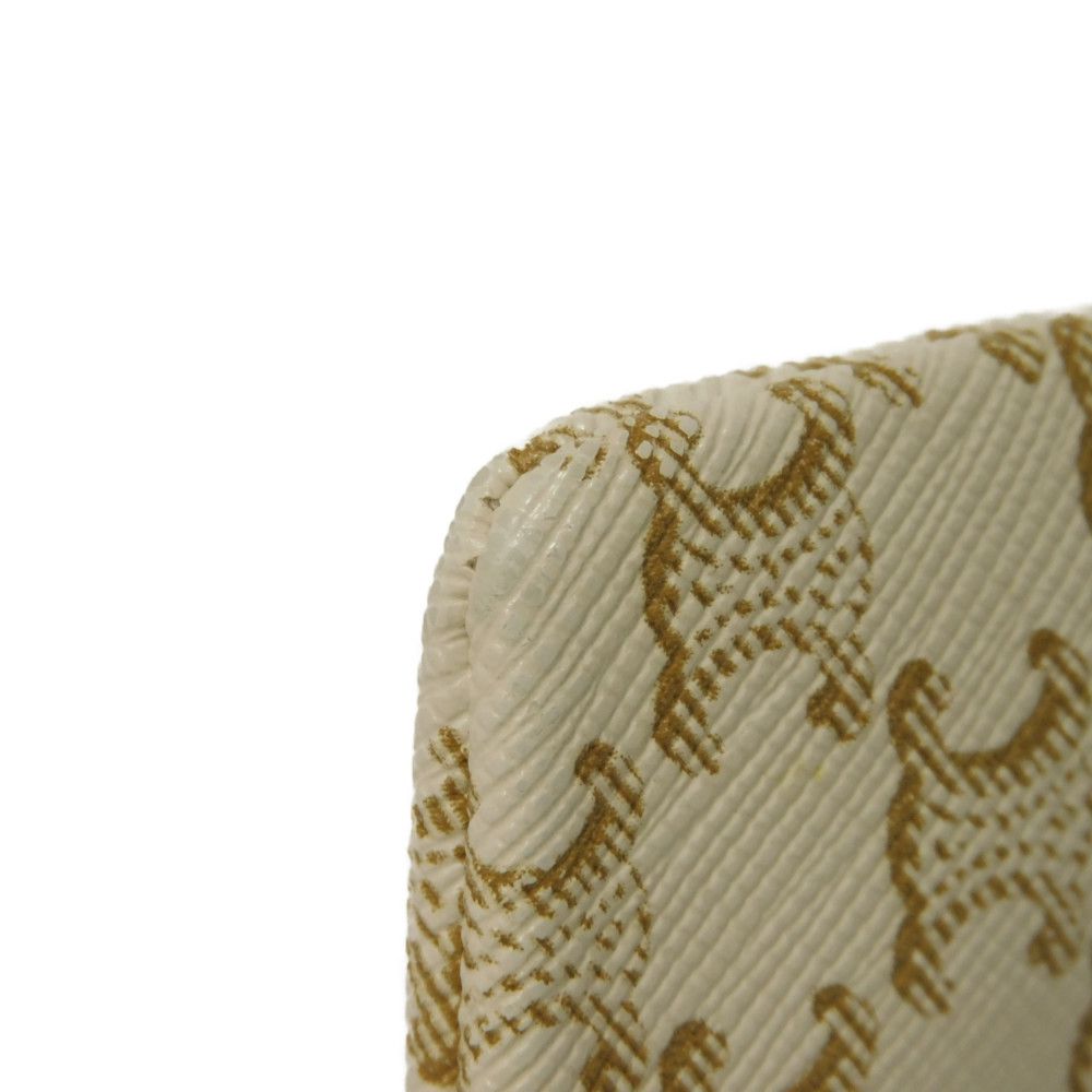 CELINE Coin case 10C662CA2.01BC Triomphe canvas (coating processing) white Triomphe logo coin & card case