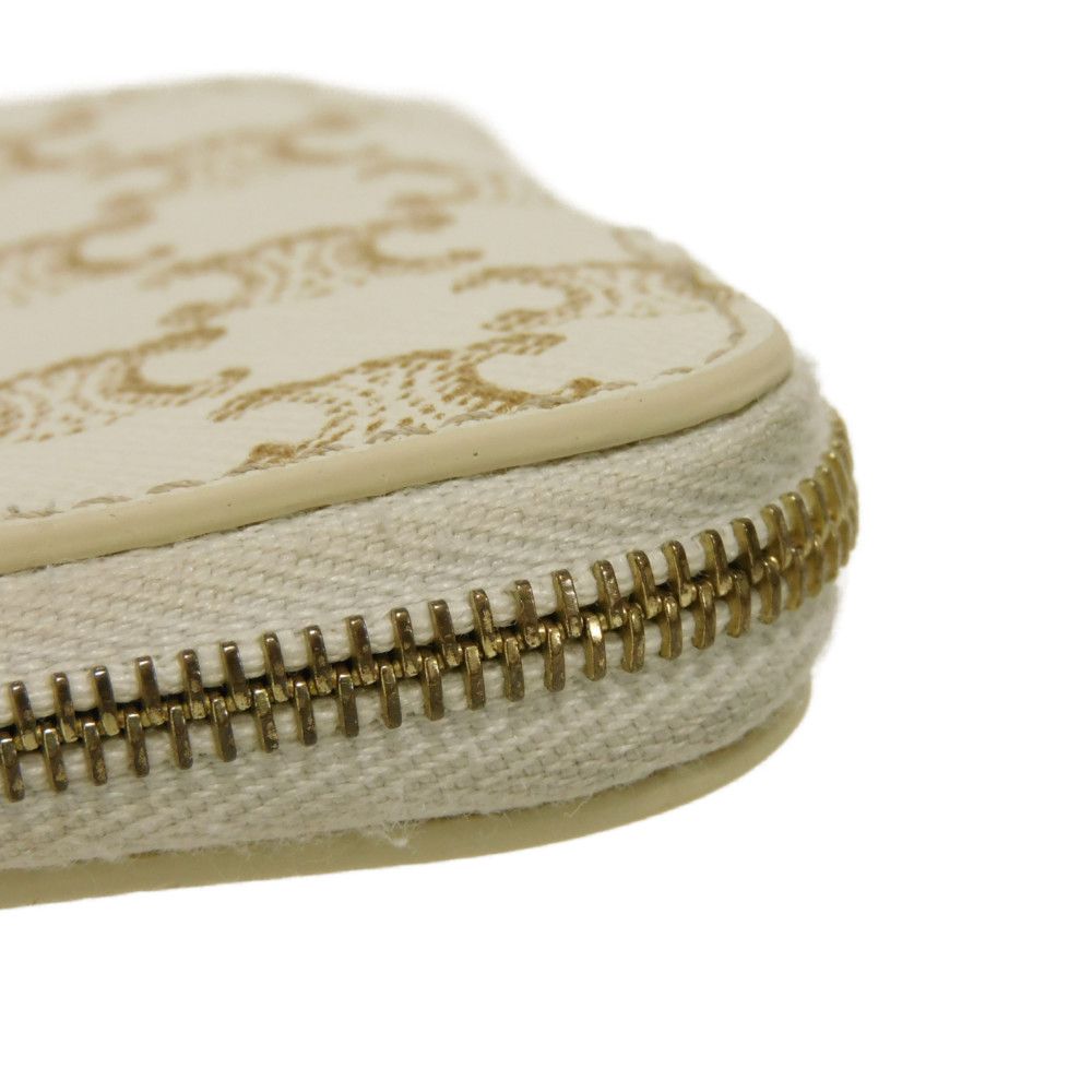 CELINE Coin case 10C662CA2.01BC Triomphe canvas (coating processing) white Triomphe logo coin & card case