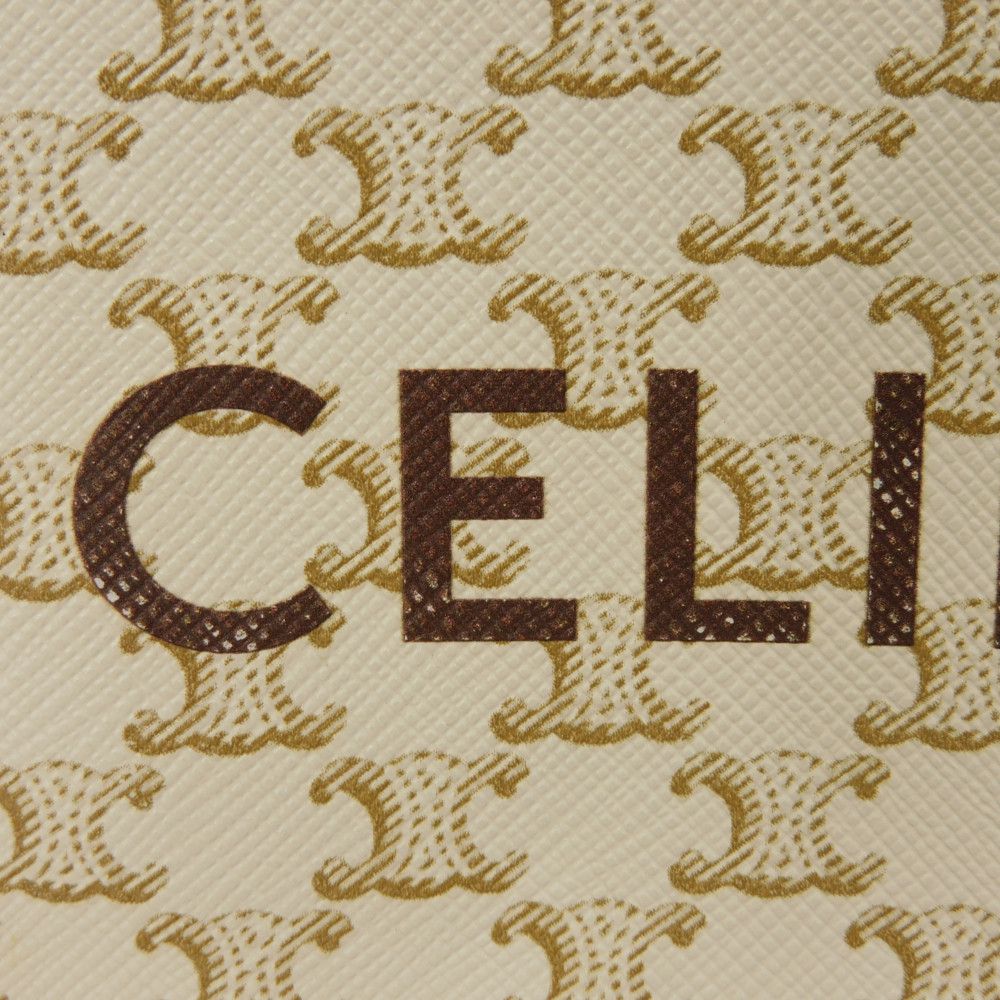 CELINE Coin case 10C662CA2.01BC Triomphe canvas (coating processing) white Triomphe logo coin & card case