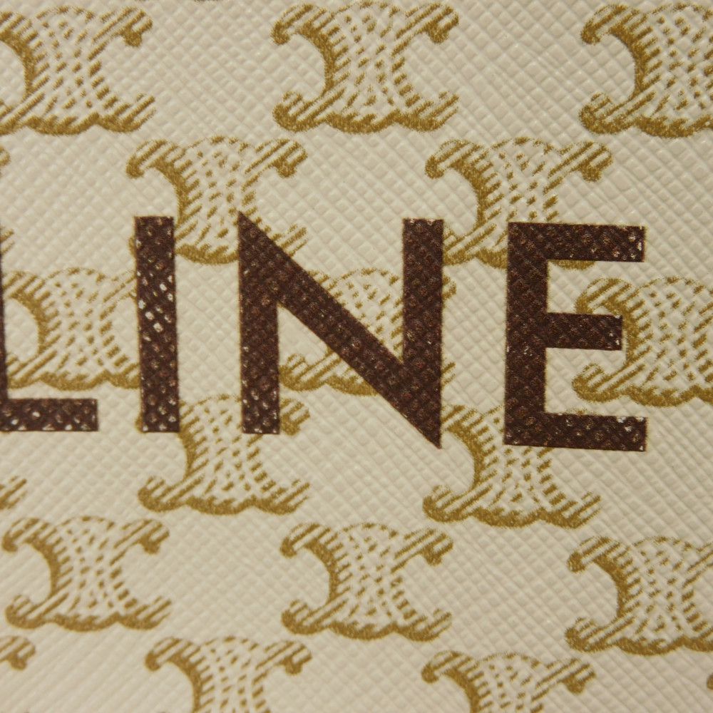 CELINE Coin case 10C662CA2.01BC Triomphe canvas (coating processing) white Triomphe logo coin & card case