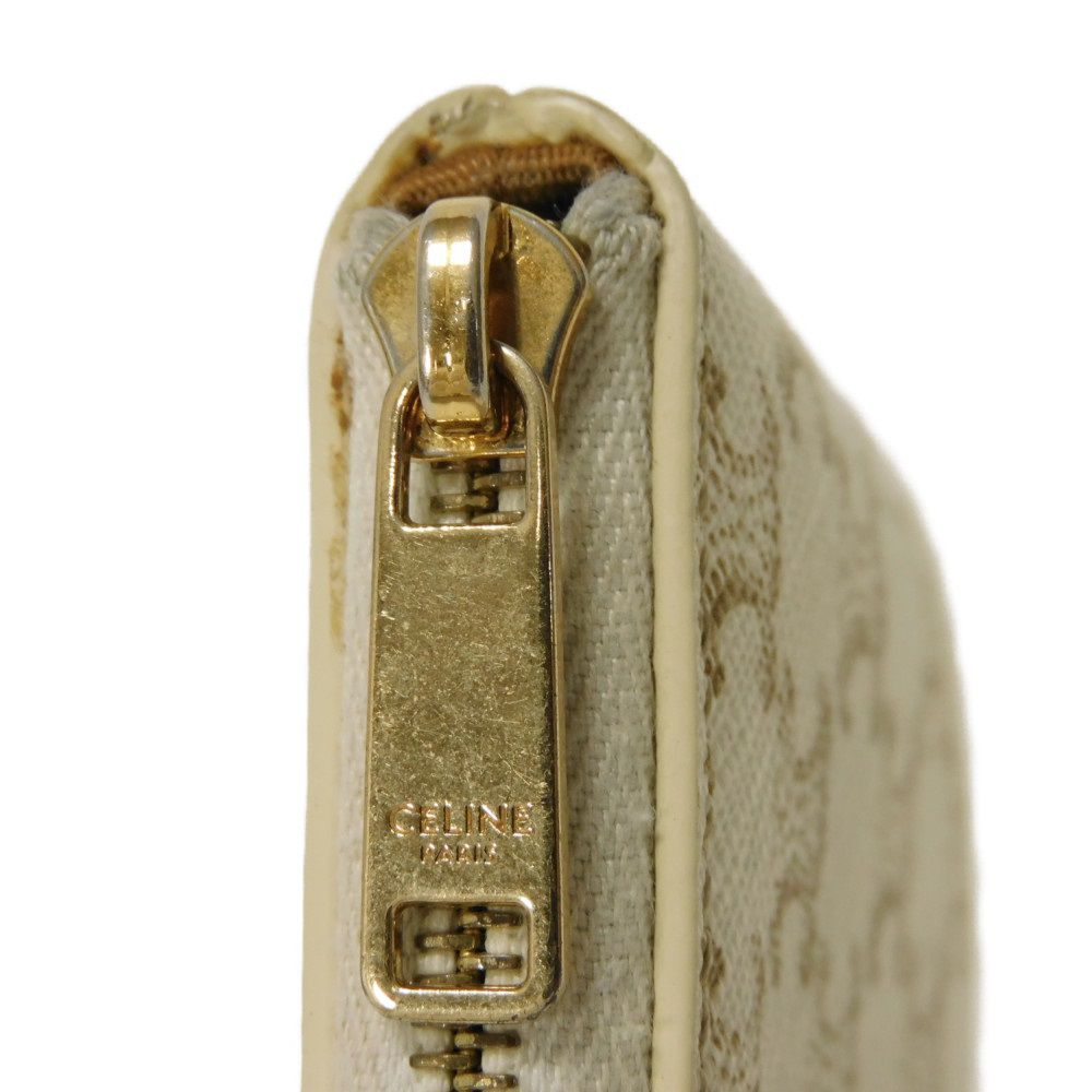 CELINE Coin case 10C662CA2.01BC Triomphe canvas (coating processing) white Triomphe logo coin & card case