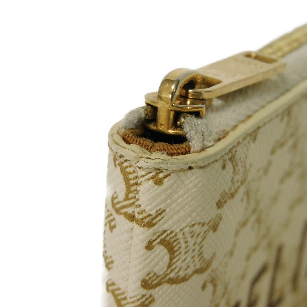CELINE Coin case 10C662CA2.01BC Triomphe canvas (coating processing) white Triomphe logo coin & card case