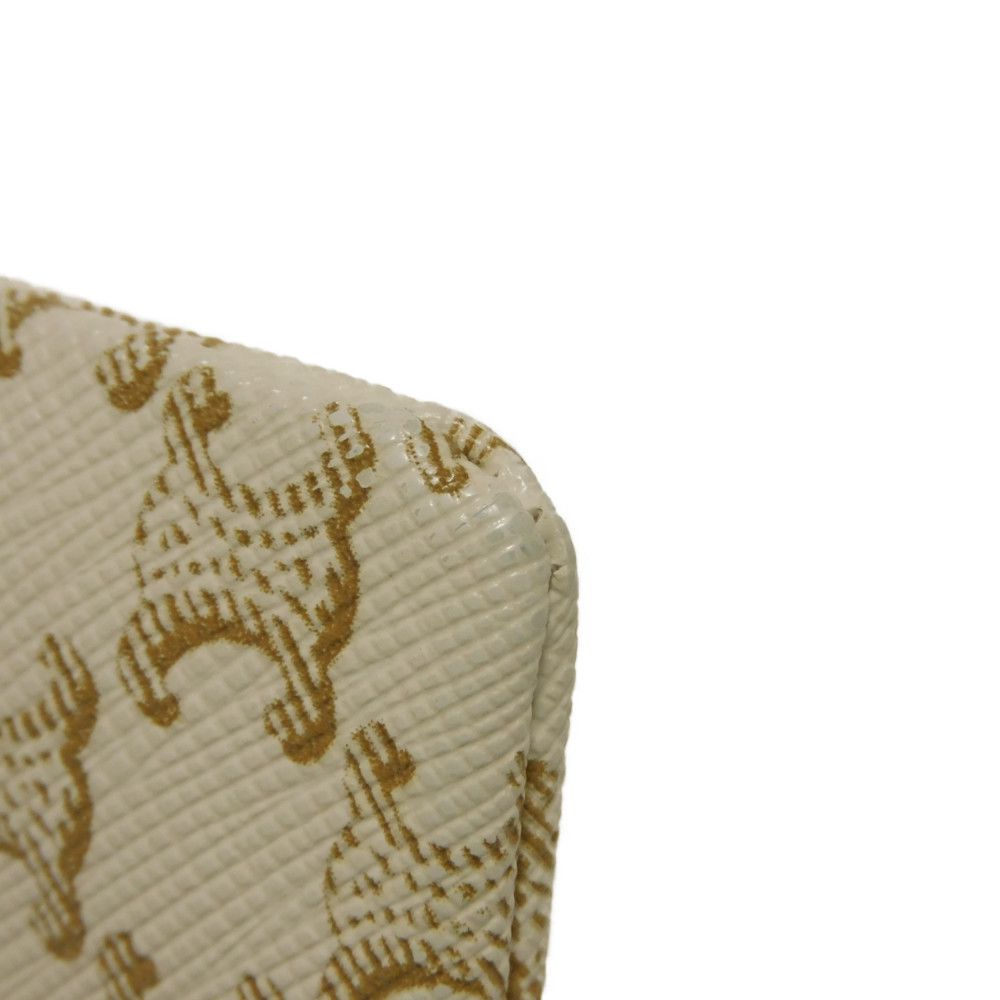 CELINE Coin case 10C662CA2.01BC Triomphe canvas (coating processing) white Triomphe logo coin & card case