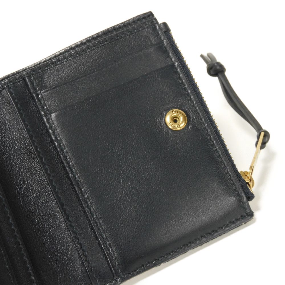 Dior Bifold Wallet Jaguar canvas Beige x black x navy Oblique jacquard Compact wallet