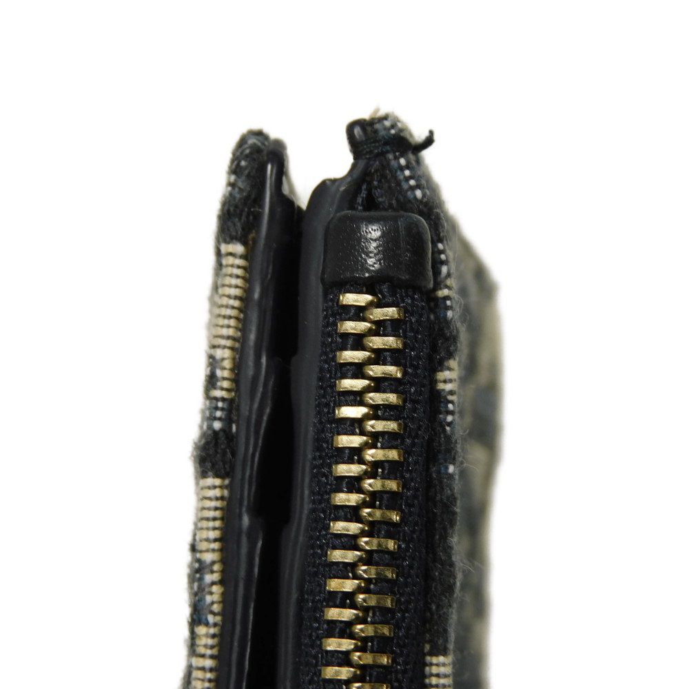 Dior Bifold Wallet Jaguar canvas Beige x black x navy Oblique jacquard Compact wallet