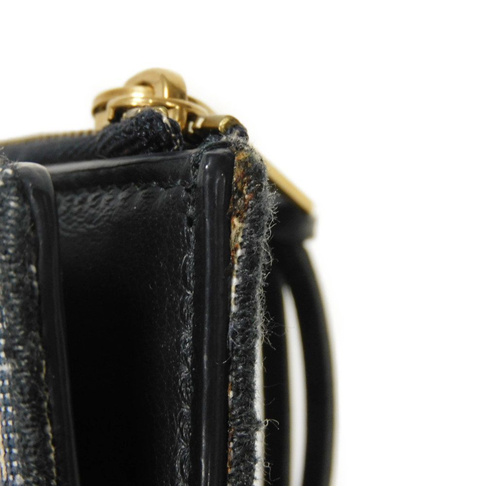 Dior Bifold Wallet Jaguar canvas Beige x black x navy Oblique jacquard Compact wallet