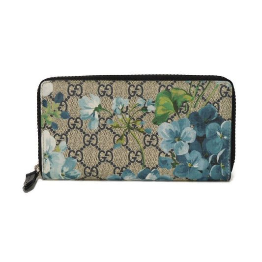 GUCCI Long Wallet Purse 408665 KU2HN 8499 canvas beige GG Supreme GG Blooms Zip Around Wallet