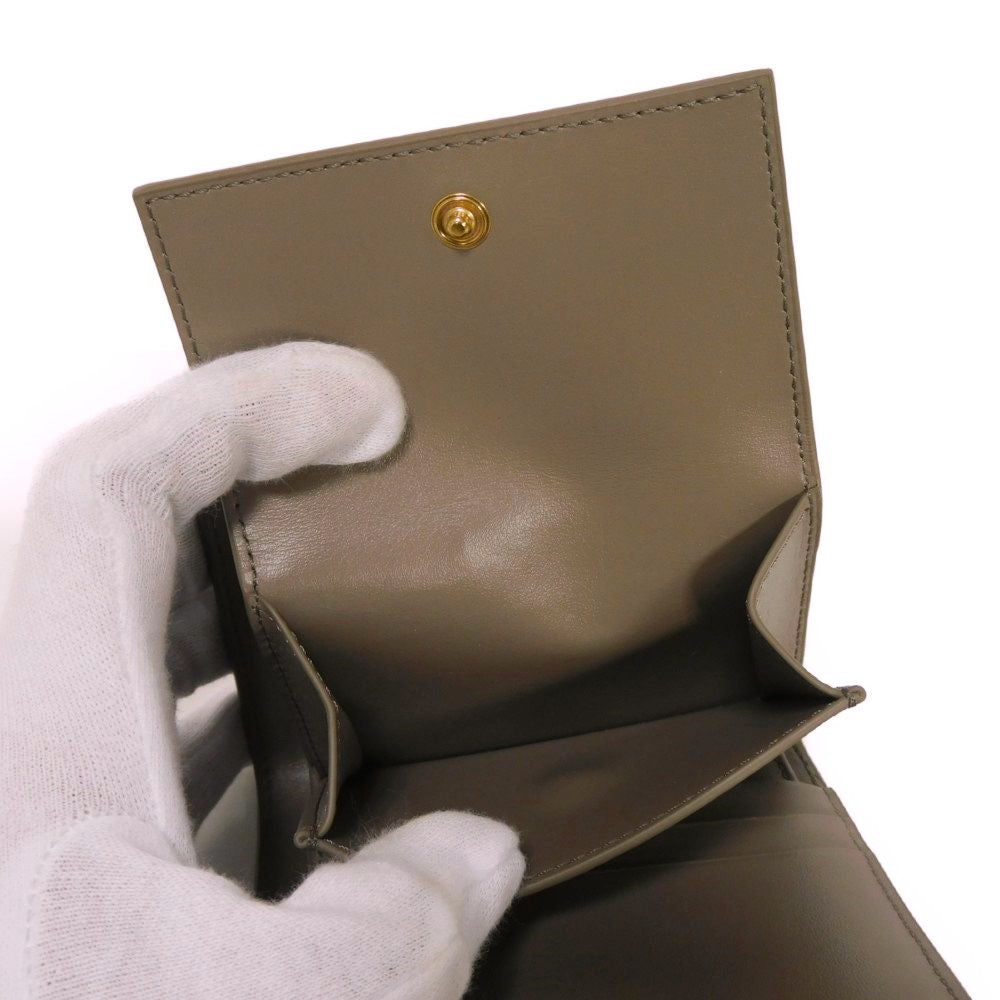 CELINE Bifold Wallet 10H263BRU.10PI Grained calfskin (embossed) x smooth calfskin pebble x mineral New logo Small strap wallet
