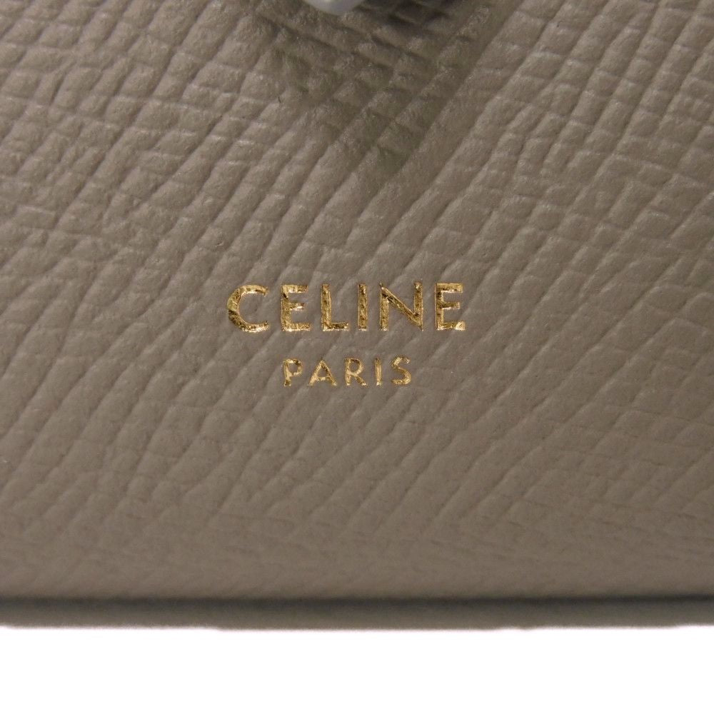 CELINE Bifold Wallet 10H263BRU.10PI Grained calfskin (embossed) x smooth calfskin pebble x mineral New logo Small strap wallet