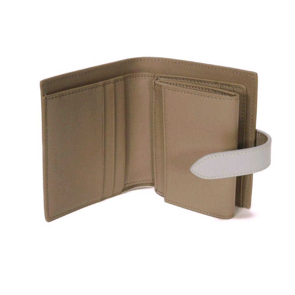 CELINE Bifold Wallet 10H263BRU.10PI Grained calfskin (embossed) x smooth calfskin pebble x mineral New logo Small strap wallet