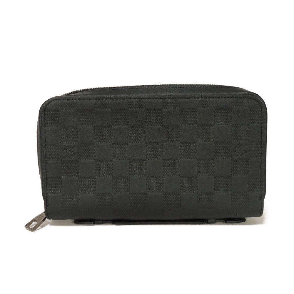 LOUIS VUITTON Long Wallet Purse N61254 Anfini Leather (Damie embossed) onyx Damier Anfini Zippy XL
