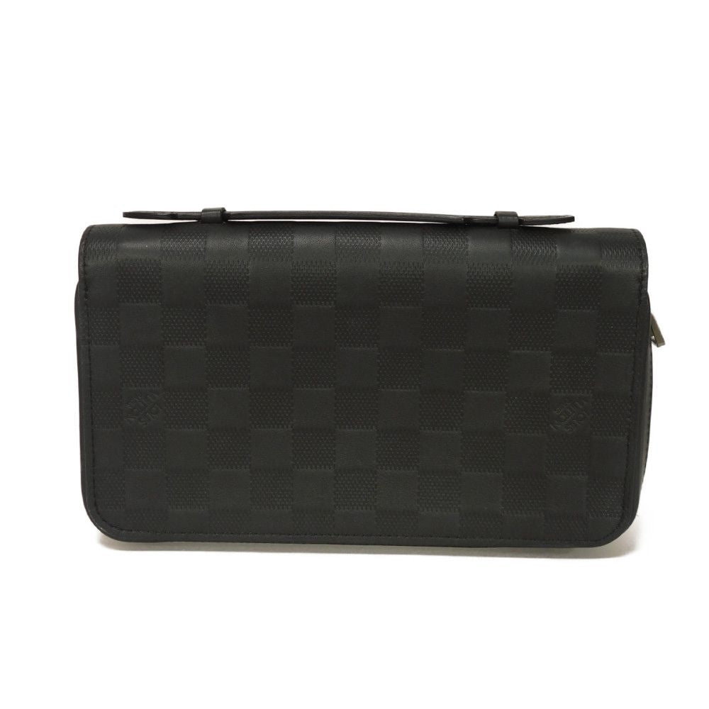 LOUIS VUITTON Long Wallet Purse N61254 Anfini Leather (Damie embossed) onyx Damier Anfini Zippy XL