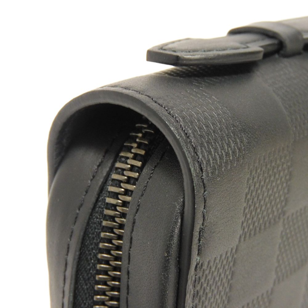 LOUIS VUITTON Long Wallet Purse N61254 Anfini Leather (Damie embossed) onyx Damier Anfini Zippy XL