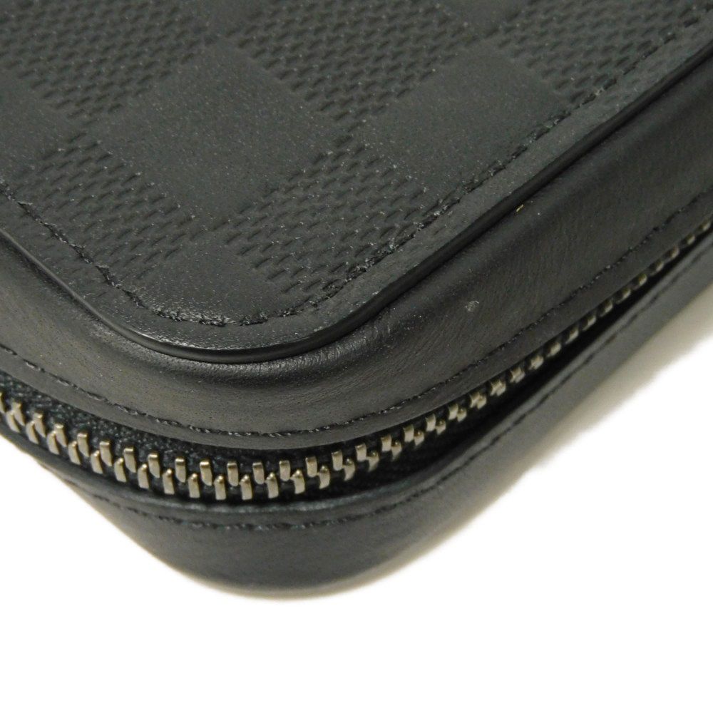 LOUIS VUITTON Long Wallet Purse N61254 Anfini Leather (Damie embossed) onyx Damier Anfini Zippy XL