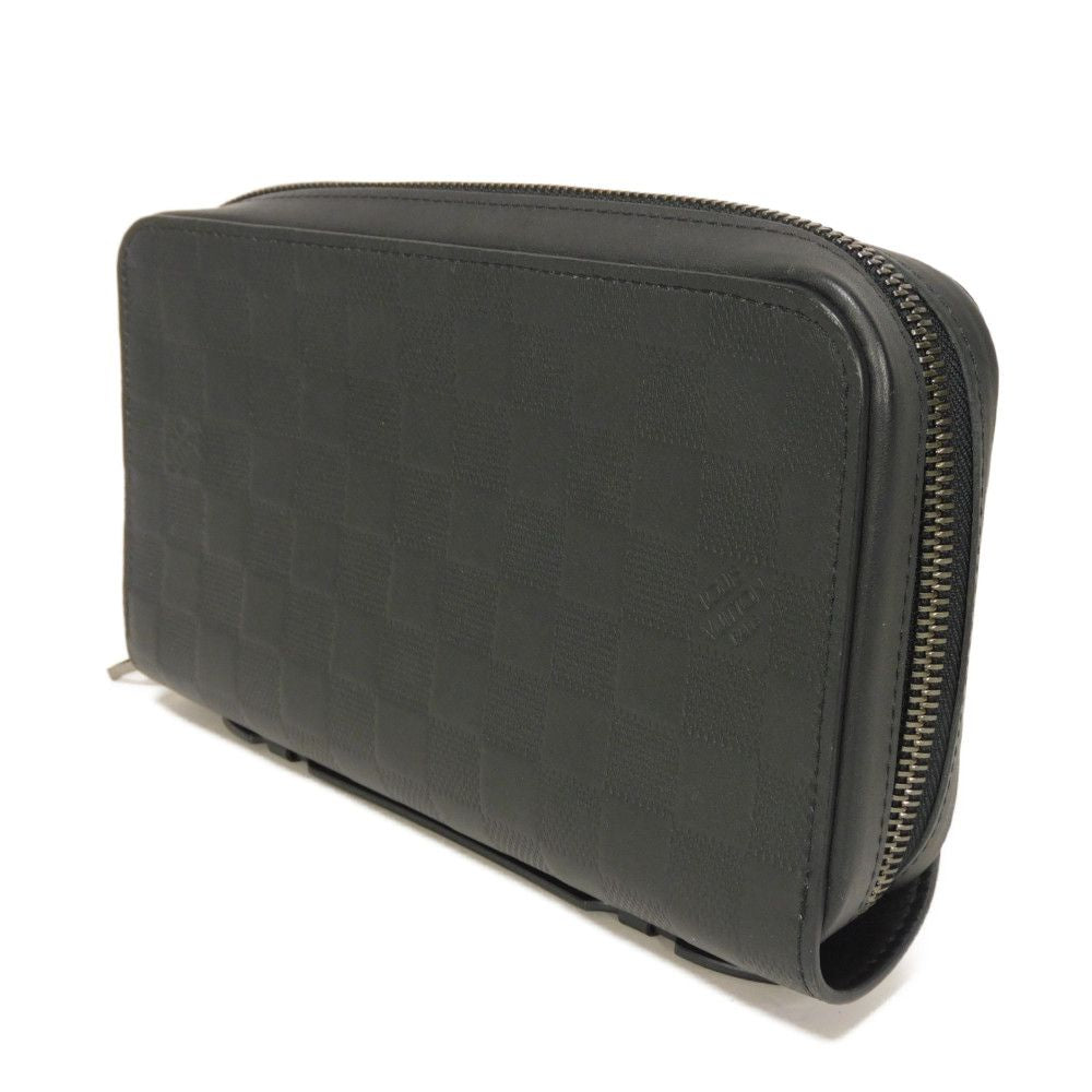 LOUIS VUITTON Long Wallet Purse N61254 Anfini Leather (Damie embossed) onyx Damier Anfini Zippy XL