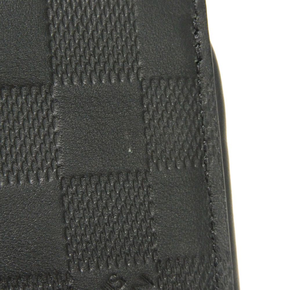 LOUIS VUITTON Long Wallet Purse N61254 Anfini Leather (Damie embossed) onyx Damier Anfini Zippy XL