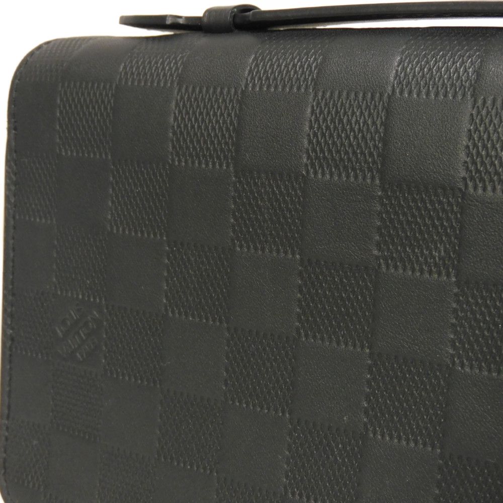 LOUIS VUITTON Long Wallet Purse N61254 Anfini Leather (Damie embossed) onyx Damier Anfini Zippy XL