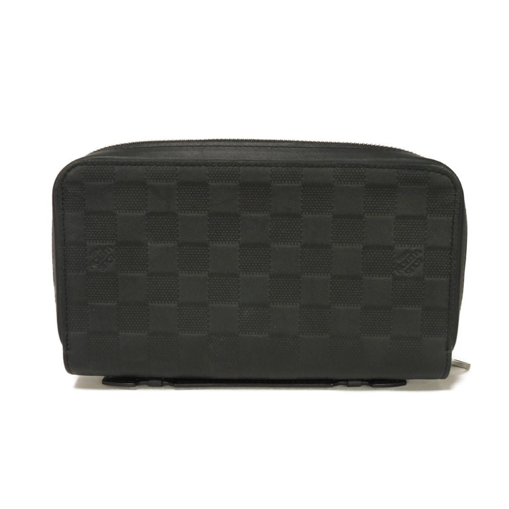 LOUIS VUITTON Long Wallet Purse N61254 Anfini Leather (Damie embossed) onyx Damier Anfini Zippy XL