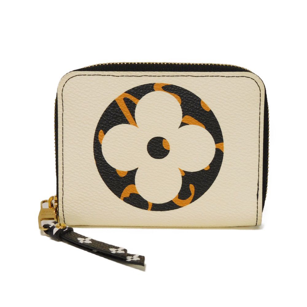 LOUIS VUITTON Coin case M67879 Monogram Giant Canvas (Animal Print) x Grain Leather Ivory Monogram Giant LV Jungle Animal Zip around purse