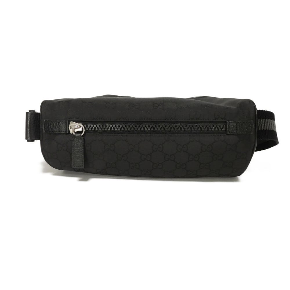 GUCCI Sling bag 449182 Nylon canvas x calf leather (embossed) black Logo embossing GG nylon waist pouch