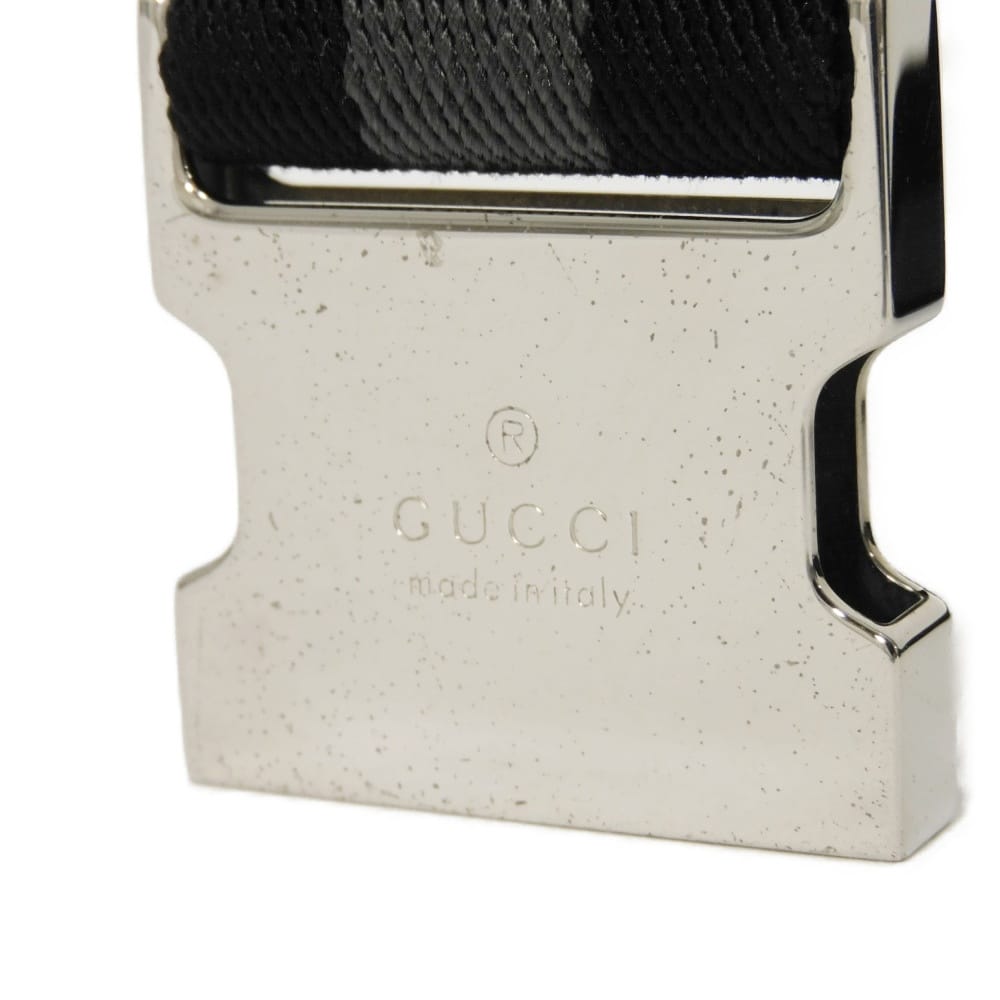 GUCCI Sling bag 449182 Nylon canvas x calf leather (embossed) black Logo embossing GG nylon waist pouch