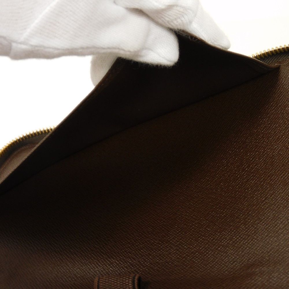 LOUIS VUITTON Long Wallet Purse N60003 Damier canvas x grain leather Ebene Damier Zippy Organizer