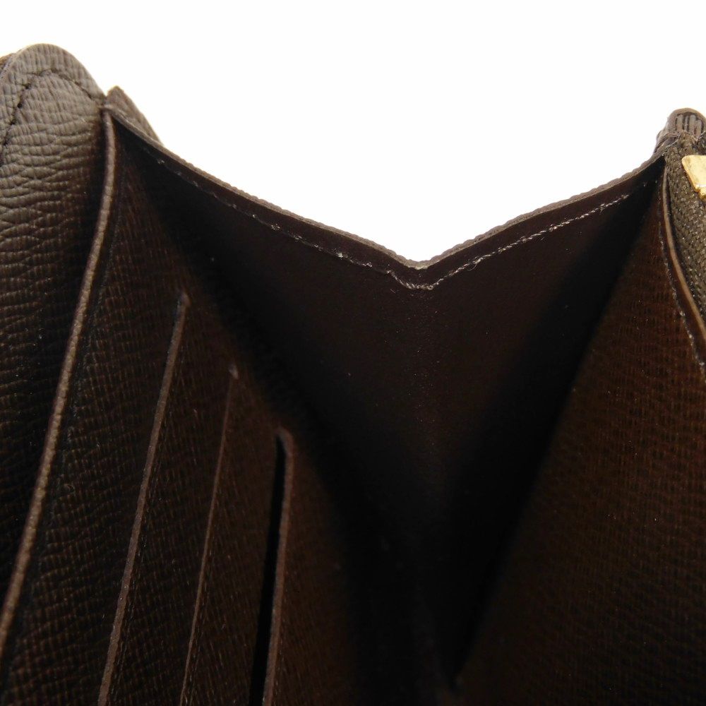 LOUIS VUITTON Long Wallet Purse N60003 Damier canvas x grain leather Ebene Damier Zippy Organizer