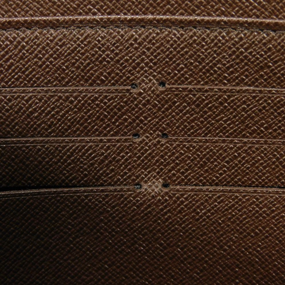LOUIS VUITTON Long Wallet Purse N60003 Damier canvas x grain leather Ebene Damier Zippy Organizer