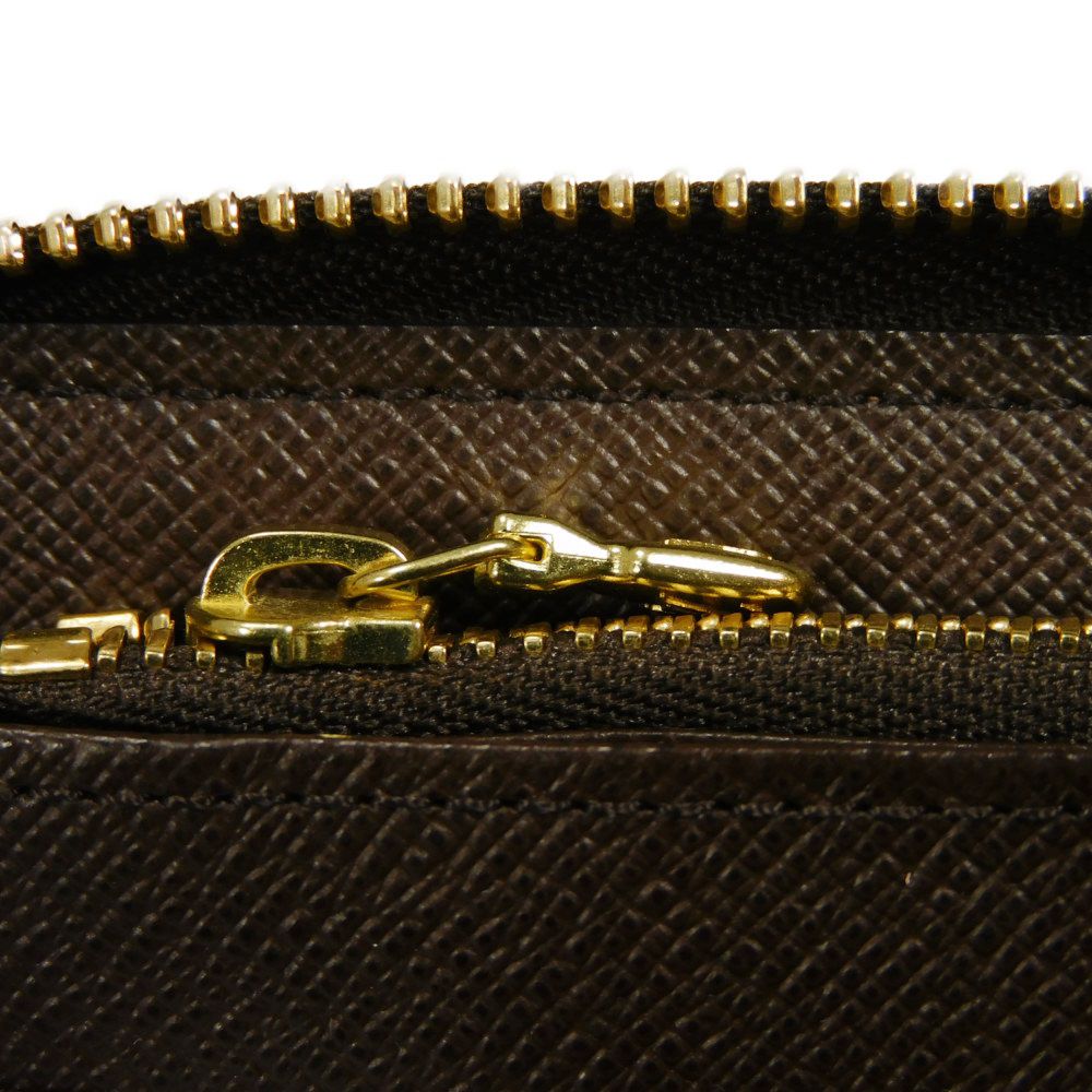 LOUIS VUITTON Long Wallet Purse N60003 Damier canvas x grain leather Ebene Damier Zippy Organizer