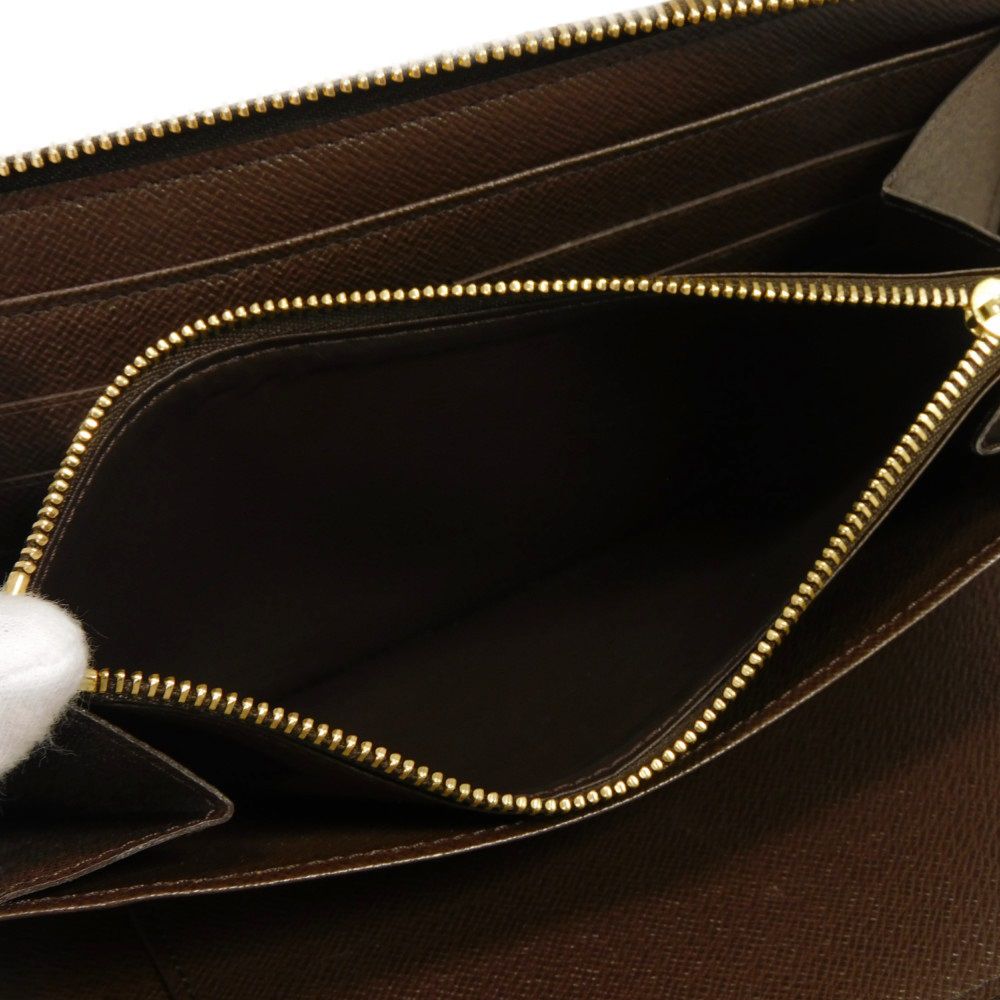 LOUIS VUITTON Long Wallet Purse N60003 Damier canvas x grain leather Ebene Damier Zippy Organizer