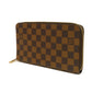 LOUIS VUITTON Long Wallet Purse N60003 Damier canvas x grain leather Ebene Damier Zippy Organizer