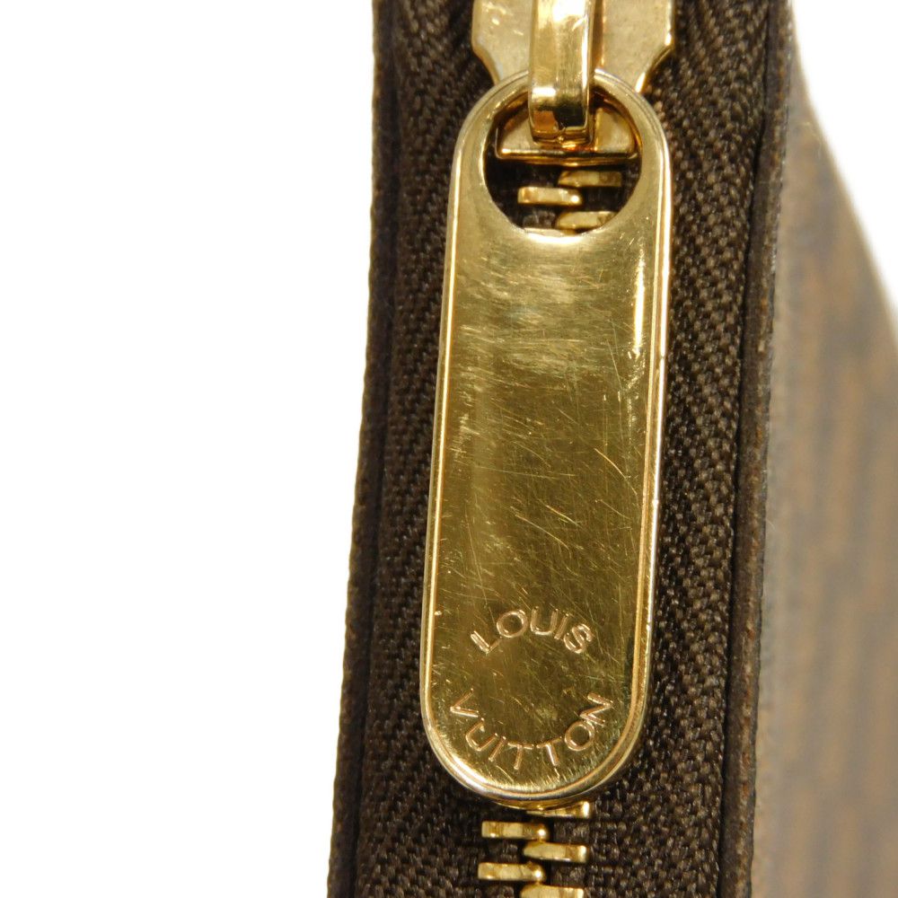 LOUIS VUITTON Long Wallet Purse N60003 Damier canvas x grain leather Ebene Damier Zippy Organizer