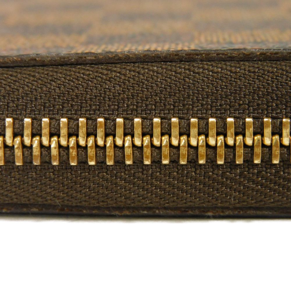 LOUIS VUITTON Long Wallet Purse N60003 Damier canvas x grain leather Ebene Damier Zippy Organizer