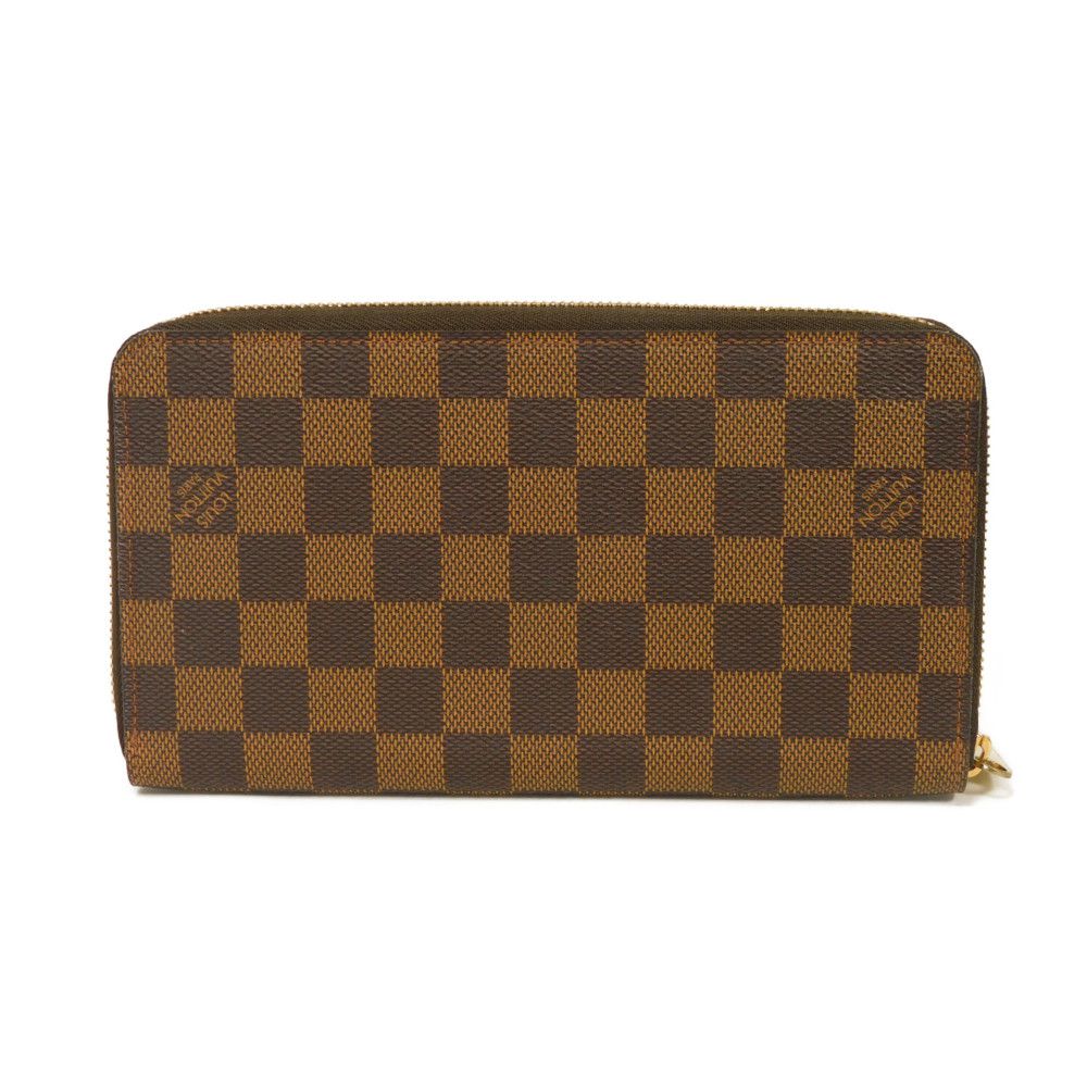 LOUIS VUITTON Long Wallet Purse N60003 Damier canvas x grain leather Ebene Damier Zippy Organizer