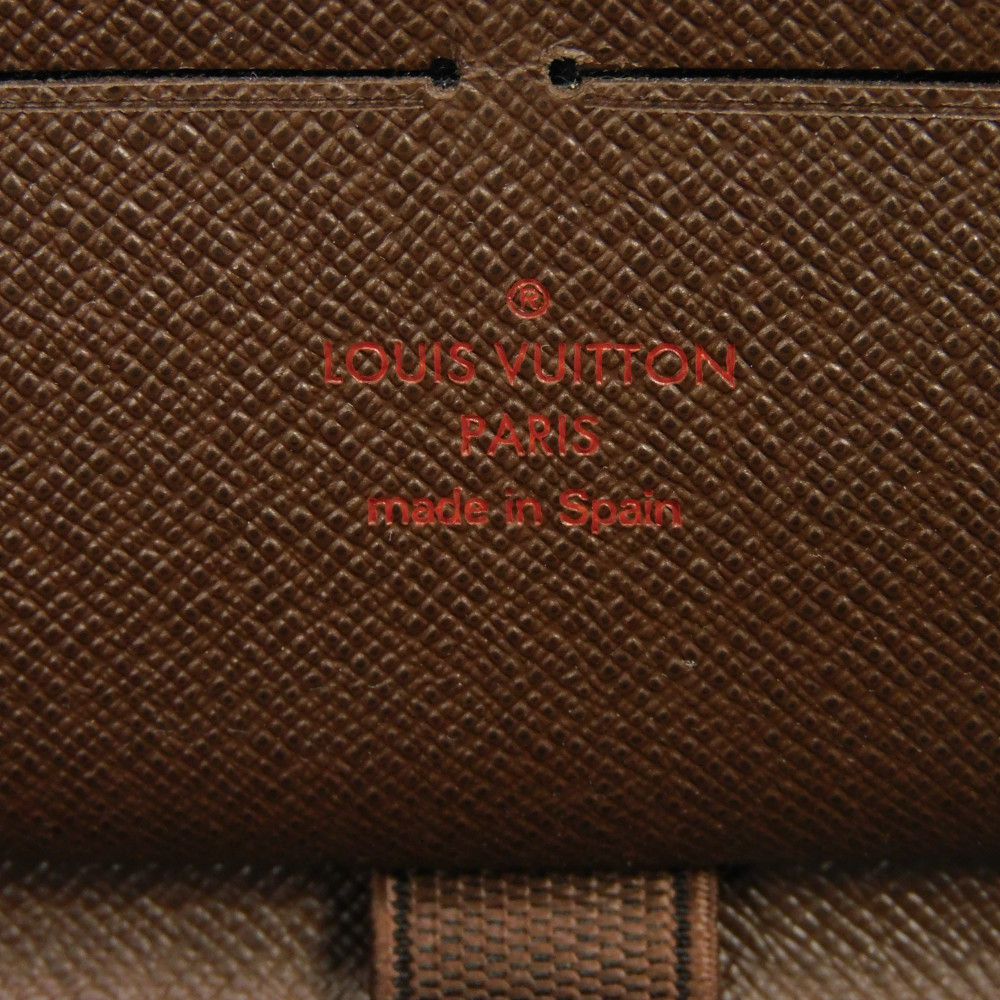 LOUIS VUITTON Long Wallet Purse N60003 Damier canvas x grain leather Ebene Damier Zippy Organizer