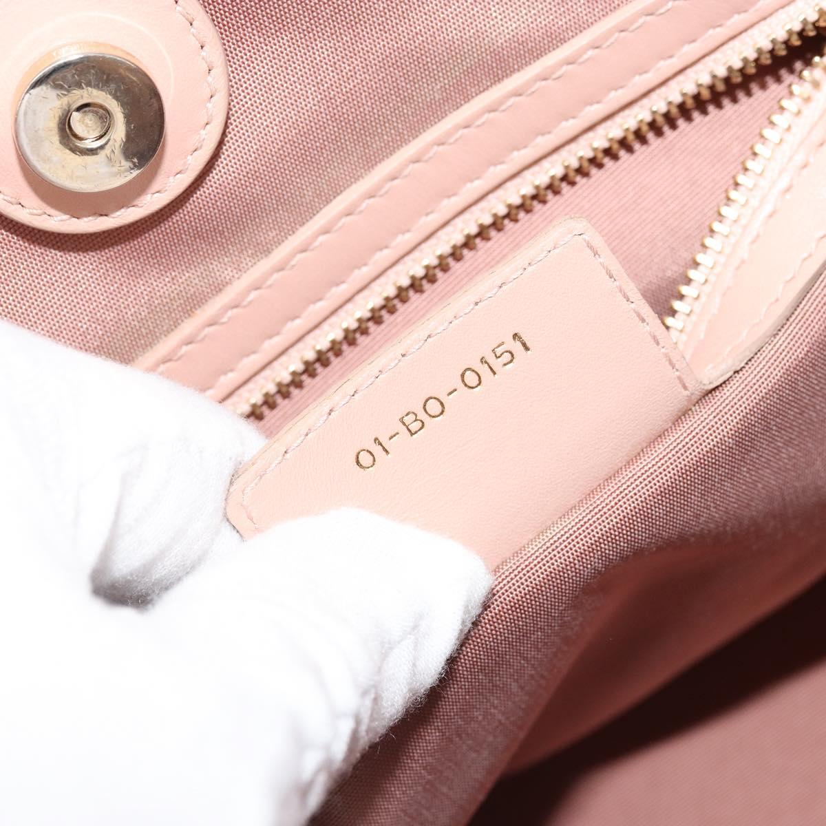 Christian Dior Cannage Panarea Hand Bag Coated Canvas Pink