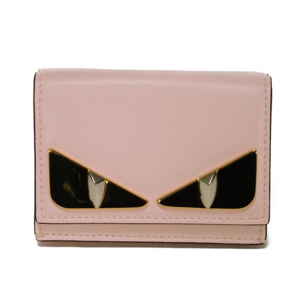 FENDI Tri-fold wallet 8M0395 3IF F13DP Smooth Calfskin Leather Confetto Monster Bag Bugs Micro trifold wallet