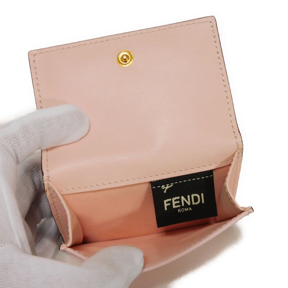 FENDI Tri-fold wallet 8M0395 3IF F13DP Smooth Calfskin Leather Confetto Monster Bag Bugs Micro trifold wallet