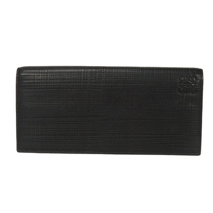 LOEWE Long Wallet Purse 101.79.978 textured calfskin black Anagram emboss Linen Long Horizontal Wallet