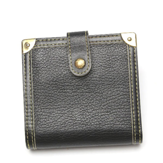 LOUIS VUITTON Bifold Wallet M91828 leather black Fastener Coin Pocket Suhari Compact zip mens(Unisex) Used Authentic