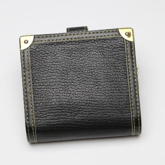 LOUIS VUITTON Bifold Wallet M91828 leather black Fastener Coin Pocket Suhari Compact zip mens(Unisex) Used Authentic