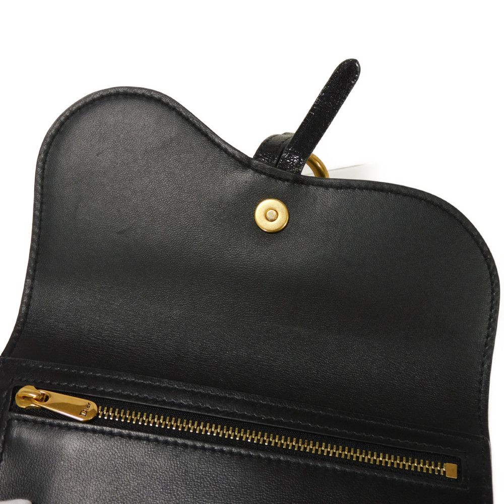 Dior Long Wallet Purse S5680CCEH Goatskin black D logo Saddle Slim Wallet