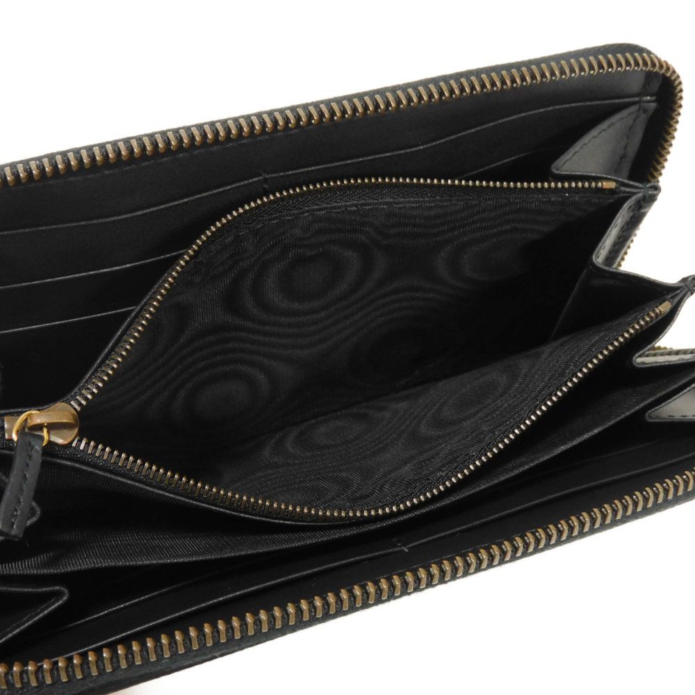 GUCCI Long Wallet Purse 476069 DYWQT 8224 Smooth Calfskin Leather black logo Queen Margaret Zip Around Wallet