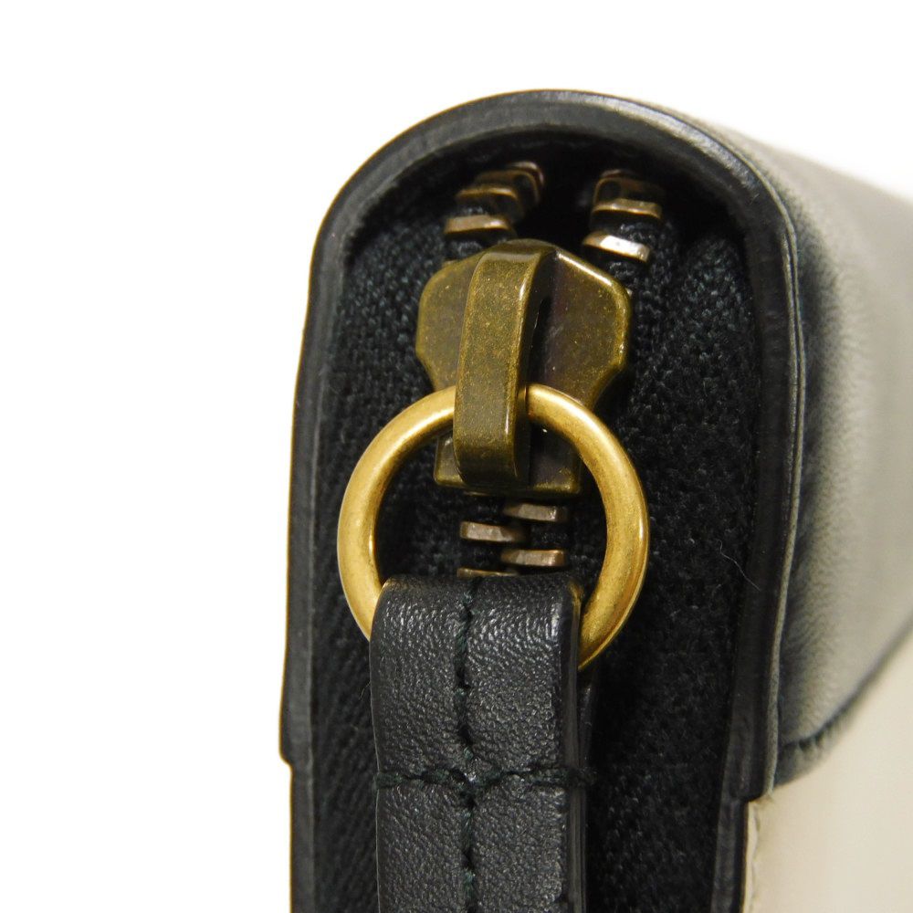 GUCCI Long Wallet Purse 476069 DYWQT 8224 Smooth Calfskin Leather black logo Queen Margaret Zip Around Wallet