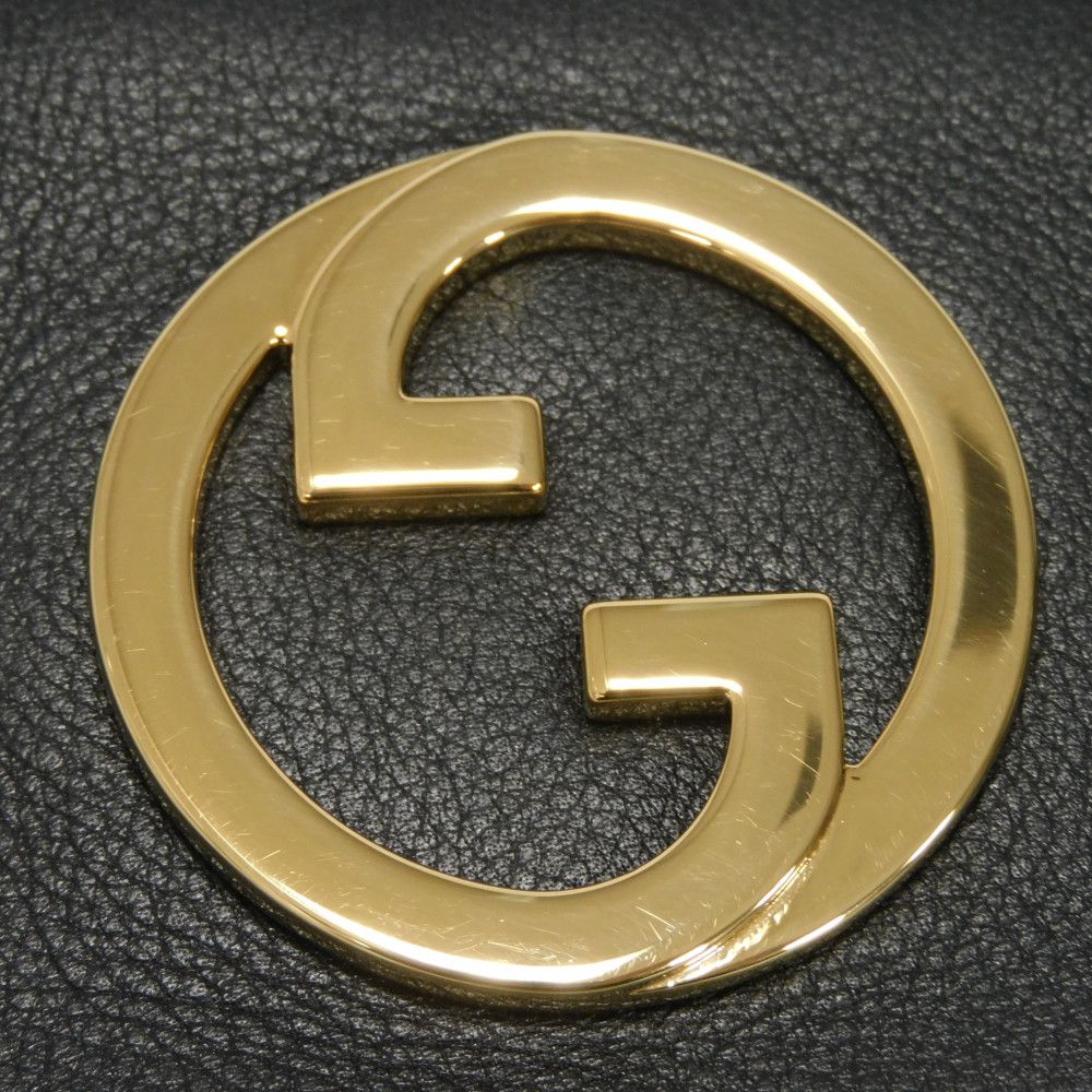 GUCCI Shoulder Bag 698635 UXX0G 1000 Calf leather black Interlocking G Frondy Card Case Wallet