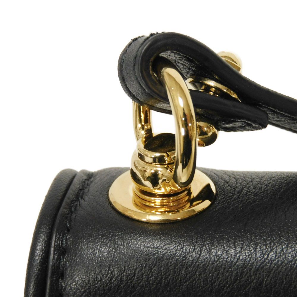 GUCCI Shoulder Bag 698635 UXX0G 1000 Calf leather black Interlocking G Frondy Card Case Wallet