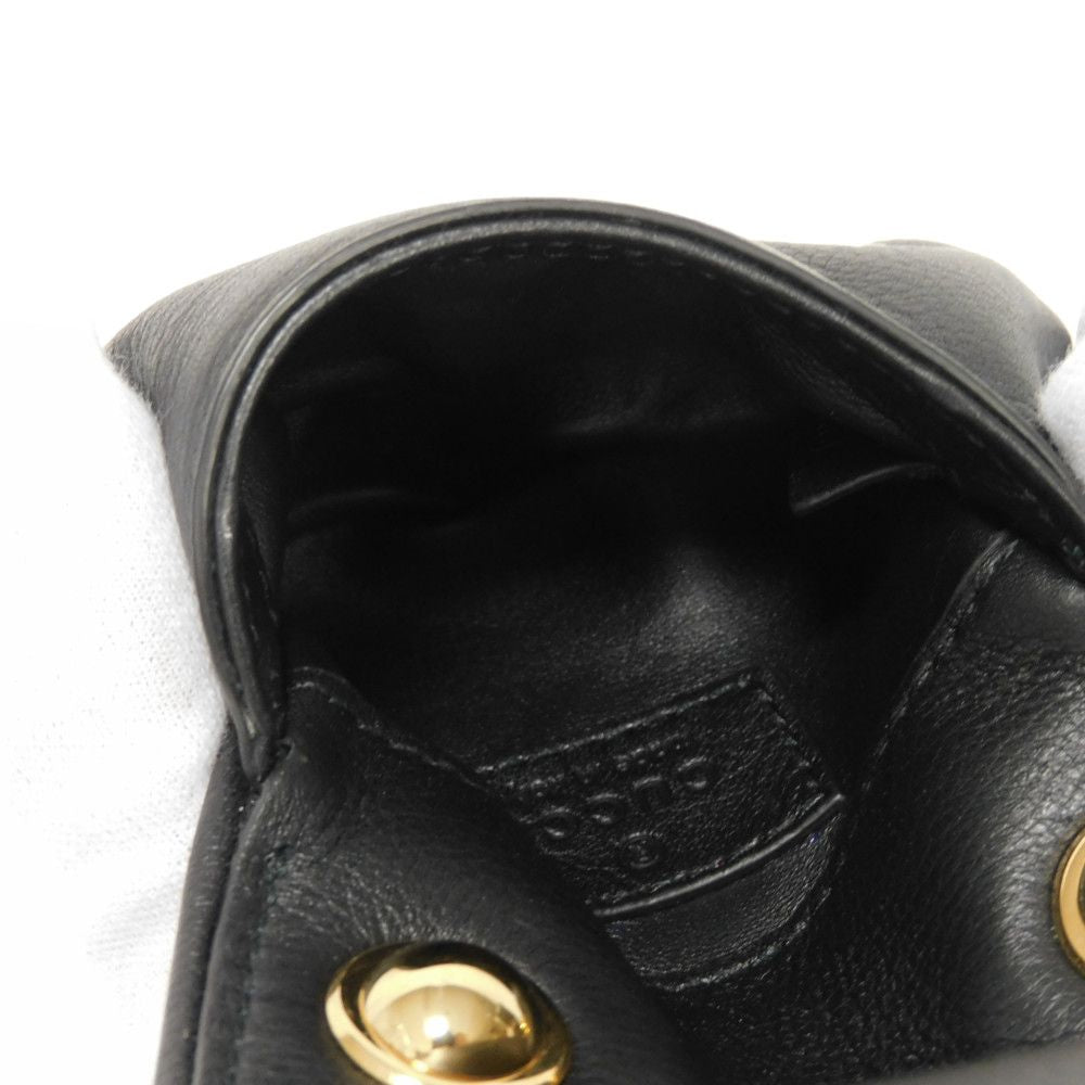 GUCCI Shoulder Bag 698635 UXX0G 1000 Calf leather black Interlocking G Frondy Card Case Wallet