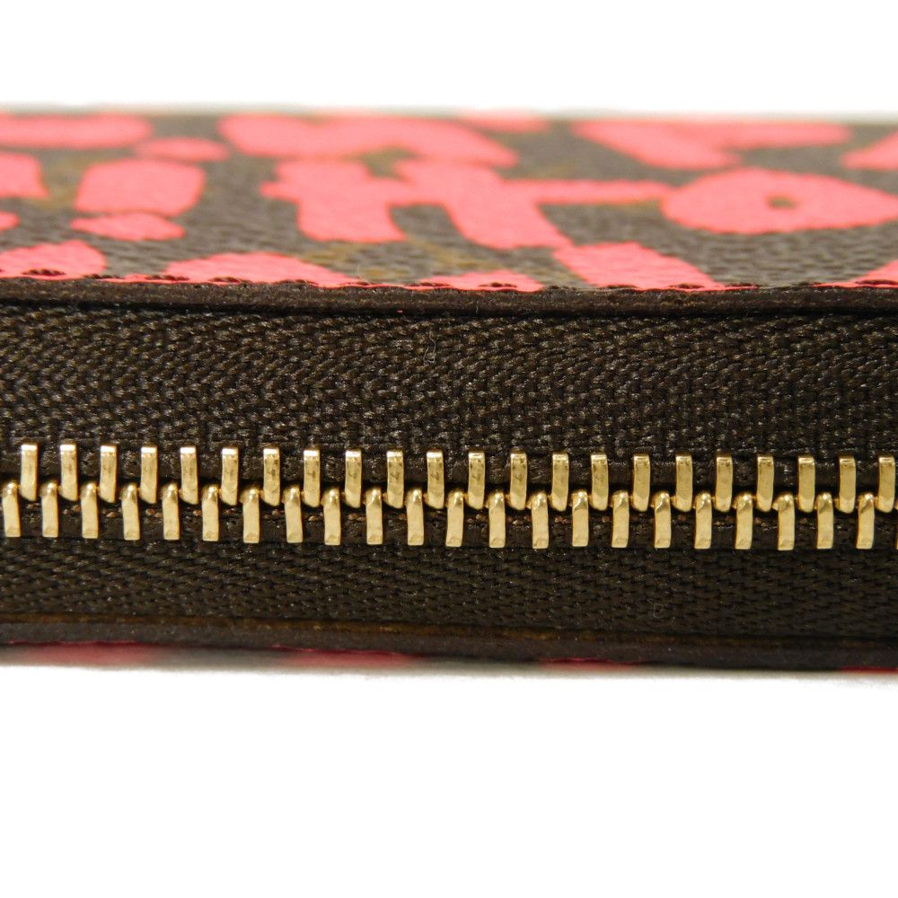 LOUIS VUITTON Coin case M93707 Monogram canvas (graffiti print) x grain leather (embossed) Fuchsia Monogram graffiti Zip around purse