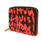 LOUIS VUITTON Coin case M93707 Monogram canvas (graffiti print) x grain leather (embossed) Fuchsia Monogram graffiti Zip around purse
