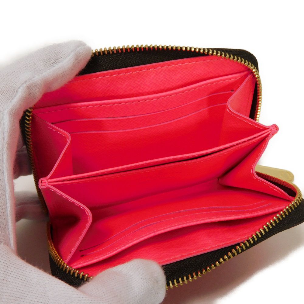 LOUIS VUITTON Coin case M93707 Monogram canvas (graffiti print) x grain leather (embossed) Fuchsia Monogram graffiti Zip around purse